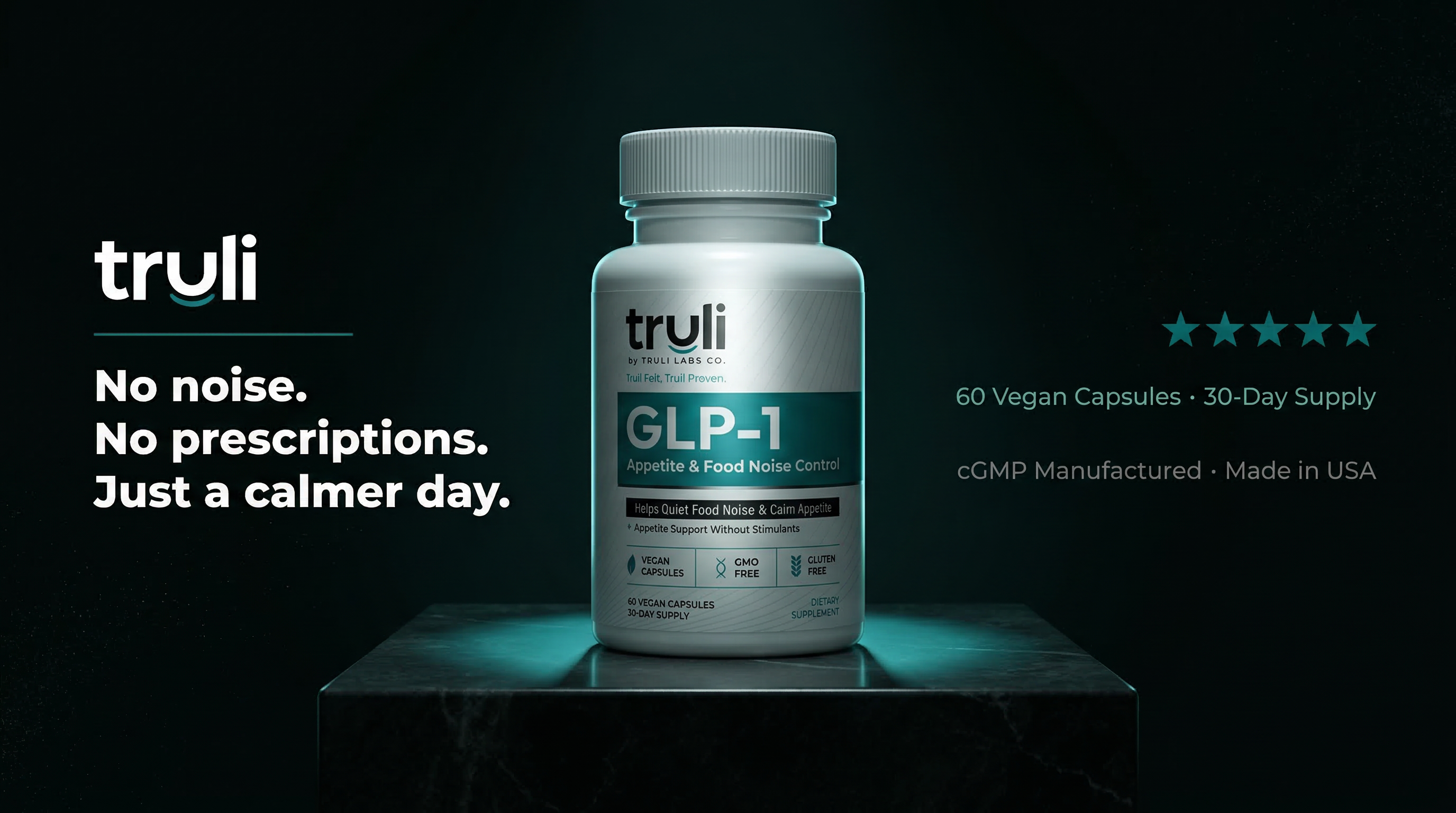 TRULI GLP-1 — No noise. No prescriptions. Just a calmer day.